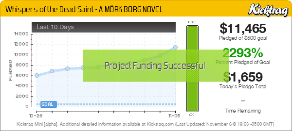 Whispers of the Dead Saint - A MÖRK BORG NOVEL -- Kicktraq Mini