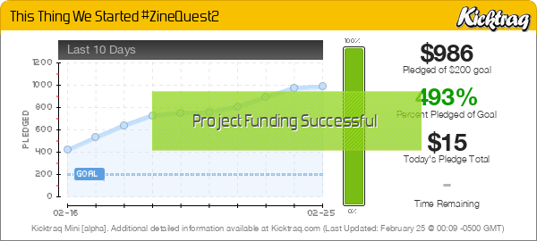 This Thing We Started #ZineQuest2 -- Kicktraq Mini